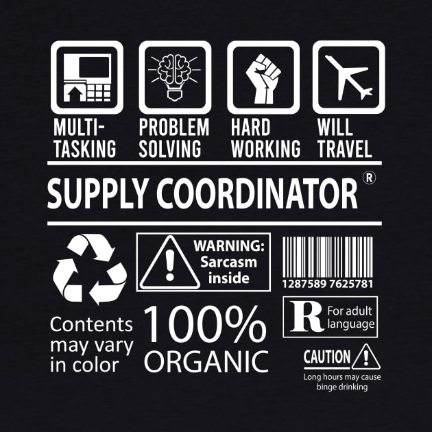 Supply Coordinator T Shirt - MultiTasking Certified Job Gift Item Tee by Aquastal
